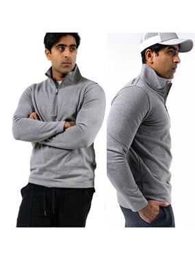 Oofos cOOl Down 1/4 Zip Sweatshirt Size XL Long Sleeve Cotton Blend Heather Grey